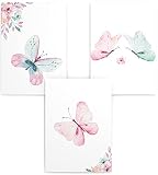 Papierschmiede® Kinderposter 3er Set, DIN A4 (21x30 cm) Wanddeko, Geschenk für Jungen & Mädchen Kinderzimmer Babyzimmer, Schmetterling