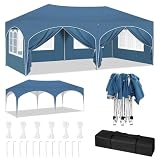 WOLTU Pavillon, Faltpavillon 3x6 m, mit 6 Seitenwänden, Partyzelt wasserabweisend UV-Schutz 50+, höhenverstellbarer Gartenpavillon, mit Tragetasche, für Outdoor Garten Camping B