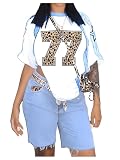 Floerns Damen Buchstaben Nummer Print Kurzarm 90er Jahre T-Shirts Jersey Shirts Top, Blau,