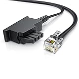 CSL - 1m Telefonkabel TAE-F Stecker auf RJ11 Stecker - Int. Norm 6P4C / 4-polig belegt - Flachkabel - von analoger Telefondose zum Telefon Fax Modem Router Anrufbeantworter, 1 Meter schw