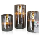 CCLIFE LED Kerzen Set mit Fernbedienung Timer Funktion 300 Stunden flackernde Paraffin Echtwachs,mit G