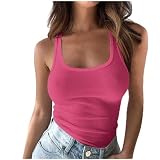 Tanktop für Damen, U-Ausschnitt, ärmellos, gerippt, Sommer, lässig, Camisole für den Strand, Basic, fließend, elegant, niedliches Hemd, Outfit, Racerback, schmale Passform, bauchfreie Tops,