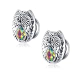 Grewod Plugs Ohrringe Damen, Edelstahl Silber Eule mit Träne Bunte Zirkonia Ohr Tunnel Flesh Tunnel Ohr Expander Piercing Schmuck 6MM, 2 Stück
