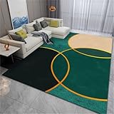 RUGMRZ Decoration Bedroom Teppich Schlafzimmer Nicht verblassendes grünes geometrisches Design Balkonteppich Schalldämmung Nicht verformend Teppich Industrial Weicher Teppich 60X90CM