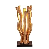 IMAGO handgemachte Tischleuchte aus Treibholz, Holz Lampe aus gebleichter Liane, natur 15x15x39