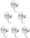Quntis 6-Pack Saugnapf Haken Set Ohne Bohren, Saughaken Extra Stark für Fenster Glas Bad Küche Badezimmer, 3KG Belastbar, Transparent, 7cm D