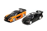 Jada Toys - Fast and Furious Autos (2er-Set) - Honda Civic EJ1 1993 & Han's Mazda RX-7 1997-2 Legacy Series Modellautos mit Türen zum Öffnen, 1:32, 19cm, ab 8 Jahre, Wave 1, Set 1