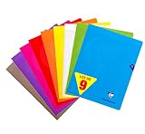 ClaireFontaine 299361AMZC - Set mit 9 Heften Mimesys, 48 Blatt, DIN A4+, 24 x 32cm, 90g, französische Lineatur, 1 Set, farbig