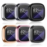 AK Hülle für Fitbit Versa 3/Fitbit Sense Schutzhülle Schutzfolie [6 Stück], Weich TPU Vollständige Abdeckung Ersatzhülle kompatibel mit Fitbit Sense/Fitbit Versa 3 Smartwatch Zubehör Display