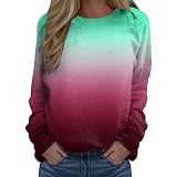 Shirtjacke Damen Oktoberfest Blaue Flügel Damen Damen Alltagsoberteile Langarm Bequeme Bluse mit Blumendruck Lässige Langarm-Tunika Rundhals-Pulloverhemden Bluse Fledermausärmel D