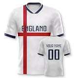Yolovi England Personalisiertes Fussball Trikot 3D Druck Football Shirt mit Ihrem Namen und Nummer Hip Hop Football Jersey für Herren Damen Kinder, Small-6X-Larg