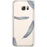 Hpory Kompatibel mit Galaxy S6 Edge Plus Hülle, Handyhülle Samsung Galaxy S6 Edge Plus Malerei Muster Weiche TPU Silikon Transparent Bumper Schale Kratzfest Case Tasche Schutzhülle - Federn B