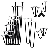 VENDOMNIA Hairpin Tischbeine - 4er Set, Metall, aus Stahl, 2 oder 3 Streben, Größenwahl, Schwarz - Haarnadel Möbelfüße, Hairpin Legs, Haarnadelbeine, Tischgestell, Tischkufen für Esstisch, C