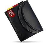 FLEXIBILITE® Kleines Portemonnaie Damen Leder [2025] - Mini Geldbörse Herren RFID Schutz (Für 2 Kartenfächer) - Geldbeutel Damen - Kinderportmonee Jungen - Schw