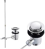 Beenle-Icey Ablaufgarnitur Waschbecken mit Überlauf Zugstange Ablaufventil Waschbecken Chrom Exzenter Ablaufgarnitur Waschbecken Waschbeckenstöpsel 1 1/4 Stöpsel Zugstangengarnitur für Waschbeck