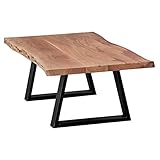 FineBuy Couchtisch Gaya 115 x 40 x 60 cm Akazie Massivholz, Massiver Baumstamm Wohnzimmertisch, Beistelltisch im Landhausstil Baumk
