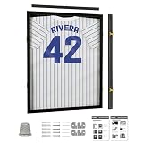 flybold Trikotrahmen Vitrine - Große Trikotvitrine Memorabilien - Acryl Anti Verblassen 98% UV-Schutz - Trikotrahmen-Kit für Fußball | Baseball | Basketball | Hockey - Schw