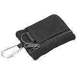 Watris Veiyi Mini EDC Geldbörse Herren, Outdoor Mini Portemonnaie Herren, EDC Tasche Pouch mit Karabiner, für Camping Wandern Radfahren (10.5x8x1.5cm)(Schwarz)