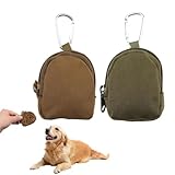 Hioip Leckerlibeutel für kleine Hunde, 2 Stück, Leckerlibeutel für Hundetraining, praktische Leckerli-Taschen mit Zwischengeschoss und Karabiner für Hundetraining im Freien (Militärfarbe/Schlammfarbe)