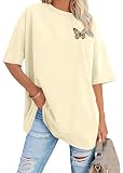 tiorhooe Oversize Shirt Damen Sport Sommer Oberteile Oversize Shirt Mit Schmetterling T
