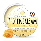 GLÜCKSPFOTE Pfotenbalsam 100ml für Hund Katze [Testsieger] | Verbesserte Rezeptur - mehr Bienenwachs - gegen trockene rissige Pfoten | Pfotenpflege als Pfotenschutz f. Sommer Winter f. H