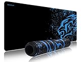 EXCOVIP Gaming grosses mauspad groß XXL Maus mat Computer Mousepad Schreibtischunterlage mit Anti-Rutsch-Gummiboden Langlebige Materialien, Tragbar, Frisches 700x300mm 3522(Blue Leopard)