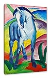 Franz Marc - Blaues Pferd als Leinwandbild / Größe: 100x70 cm / Wandbild / Kunstdruck / fertig bespannt, Weiß