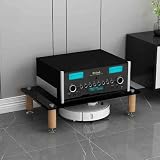 YQMHEZ Komponenten-Rack for Stereo-Audioständer, AV-Komponenten-Medienständer aus gehärtetem Glas, AV-Schrank mit offenem Ende, Medienspeicherschrank, for Wohnen, Büro/DJ/Theater(Nero,1 Tier)