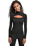 Urban Classics Damen Ladies Cut-Out Turtleneck Longsleeve T-Shirt, Black, S