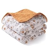 TILLYOU 1er Set Musselin Decke 4-1agig Pucktuch Baby 75x100 cm Musselintücher Baby Tuch 100% Baumwolle Babydecke, Gelber J