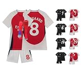 Fussball Trikot 2026 Fussballtrikot für Kinder Erwachsene, Rot/Weiß Nummer 8, Personalisiert Heim-Auswärtstrikots Fußball Trikot Set mit Football T-Shirt, Shorts und Sock