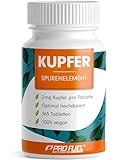 Kupfer Tabletten 365x mit 2 mg Kupfer aus hochwertigem Kupfer-Bisglycinat - optimal hochdosiert - frei von unerwünschten Zusatzstoffen – laborgeprüft mit Zertifikat - Jahresvorrat - 100% veg