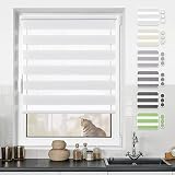 Doppelrollo klemmfix ohne Bohren Duo Rollo Weiß 40x140cm(BxH) Fensterrollo Klemmrollo Springrollo Rollos für Fenster ohne & mit B
