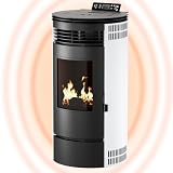 UMBRELLA® Pelletofen PR8 - Pelletheizung mit 9 kW – Pelletofen [HOHE HEIZLEISTUNG] – Pelletofen Elektrokamin Wi-Fi Ready – Pelletofen mit hoher Wärmeabgabe & Überhitzungsthermostat - Weiß