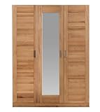 Möbel-Store24 Kleiderschrank Spiegeltür Holz Kernbuche teilmassiv Natur geölt 3-türig