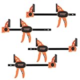 JORGENSEN Einhandzwingen 4 Stück, Profi Schraubzwingen Set 2 in 1 kombinierbar zum Spannen Dehnen, Spannweite 150/420mm, Spannkraft 68kg für stabiles Fixieren von Holz Möbel mit einer H