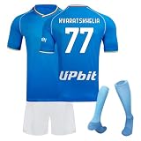 Napoli 23/24 Fußball Trikot, Neue Hause/Auswärts Fußball Trikot für Kinder Erwachsener, Fussball Trikots Shorts und Socken Anzug Jungen H