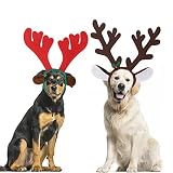 RANYPET Hund Weihnachten Elch Rentier Geweih Stirnbänder Set Haustier Weihnachtskostüm Zubehör Kopfbedeckungen für mittelgroße H