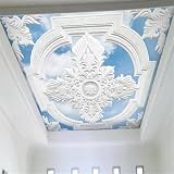 LUXINSHISU Selbstklebende Deckentapete, 3D-Wandbild, Retro-Gips, grüne Pflanze, Taube, Wohnzimmer, Schlafzimmer, Decke, Hintergrund, Wand, PVC-Kunstaufkleb