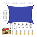 Sonnensegel Wasserdicht 3x4m Rechteckig 98% UV Schutz Mit Seilen Für Garten Balkon Terrasse Camping, Patio, Pergola, Hinterhofa, Außenbereich Sonnensegel-Schirm(Blue,4x5m)