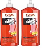 SONAX AutoPolitur (500 ml) für neuwertige, matte und leicht verwitterte Bunt- und Metallic-Lacke | Art-Nr. 0300200 (Packung mit 2)