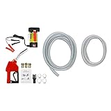 Mudshape Elektrische Dieselpumpe Selbstansaugend 12V 175W Komplett Set, Automatische Zapfpistole mit Drehgelenk, 2m Eingeben 4m Ausgabe Schlauch, 50L/min Dieselförderung (Transparent Stahldraht)