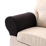 LERTREEUK 1 Paar Sofa-Armlehnenschoner, elastisch, abnehmbar (Schwarz)