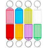 Uniclife 20er Pack Robust Kunststoff Schlüsselanhänger beschriftbar, Schlüsselanhänger zum Beschriften mit Split Ring Label Fenster, 8 Farb
