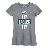 NFL Damen-T-Shirt, Team-Slogan, offizielle Kleidung, ohne Etikett, mit Kontur-Passform für Frauen (Philadelphia Eagles, Grau, Größe L)