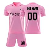 Generisch Fußball Trikot Kinder 24/25, Personalisiert Fussball Trikot Jungen mit Eigenem Namen Nummer Logo, Fußballtrikot Shorts Set für Jungen M