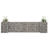 Xichuzi H-förmiger Gabionen-Pflanzkorb, Hochbeet Metall, Gabionen Zaun, Steinkorb Blumenkasten, Steinkorb-pflanzkübel, Gabionen Hochbeet, Stahldraht 260x40x60