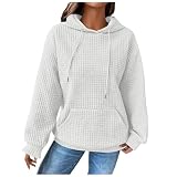 Generisch Pullover Damen Hoodies Herbst Winter Langarm Einfarbig V-Ausschnitt Kordelzug Warm Halten Bluse Damen-T-Shirts Tops Sweatshirts Herbst Freizeit Weich Locker Langarmshirt Damen Eng Ob