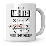 Sweetify Architekt Tasse, Ich bin Architekt, ich finde immer eine Lösung, Keramik, Kaffeetasse, 330 ml, Stadtplaner, Architek