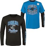 NFL Jungen Jugend 8-20 Game Day Team Color 3er-Pack T-Shirt und Langarm Combo Shirt Set, Carolina Panthers, L